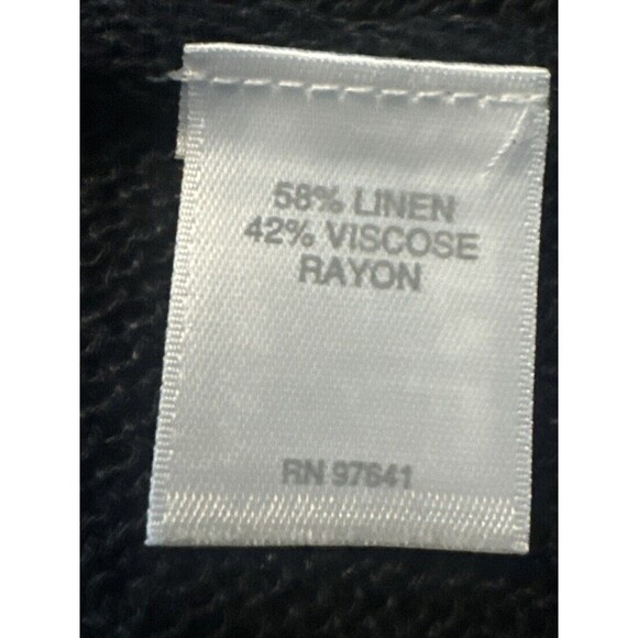 Women’s J. Jill Lightweight Linen Blend Long BLACK Open Front Cardigan Pockets M - Picture 6 of 7